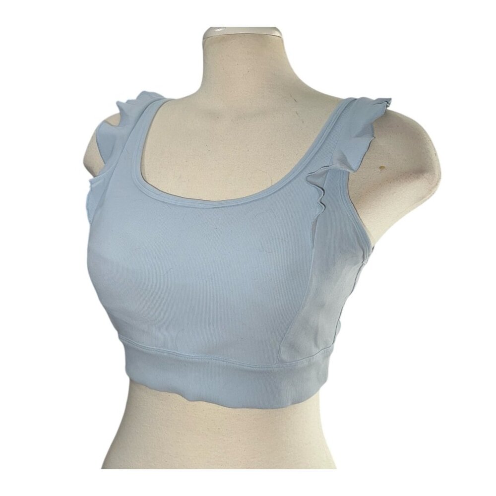 Ruffle Strap Sports Bra Sz Medium Womens Baby Blue